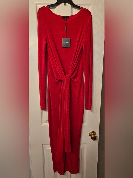 JLUXLABEL Dresses & Skirts - JLUXLABEL Red Tie-Front Long Sleeve Dress Size Medium New With Tags